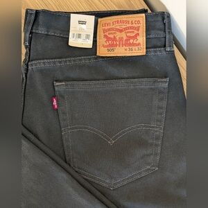 New LEVI'S Men's 505 Straight Leg Black Jeans Size 36